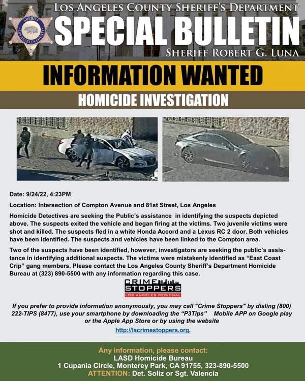 LASD homicide wanted