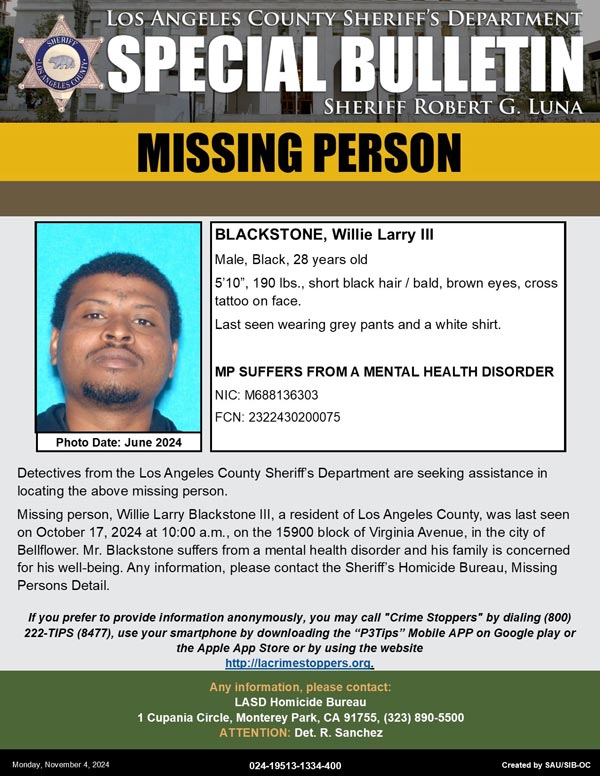 LASD missing Blackstone