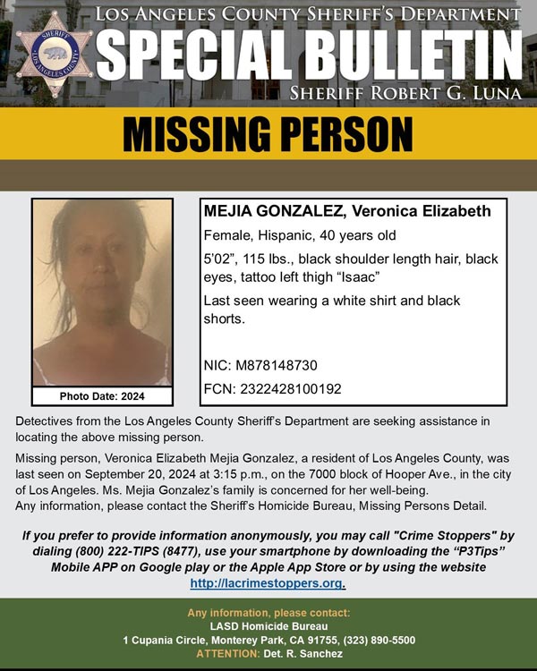 LASD missing Gonzalez