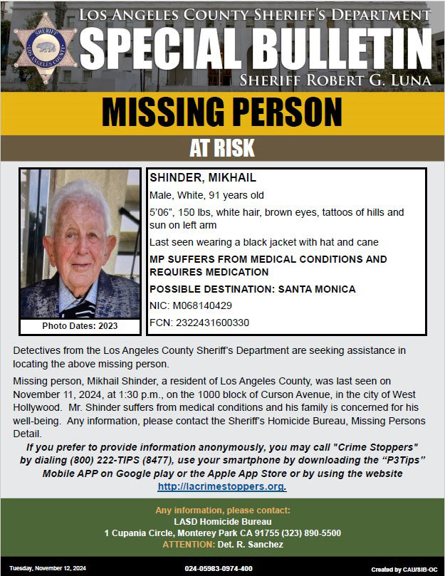 LASD missing Shinder