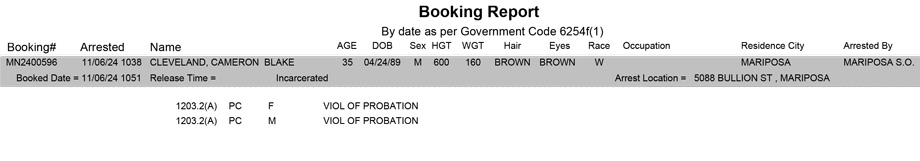 mariposa county booking report for november 6 2024