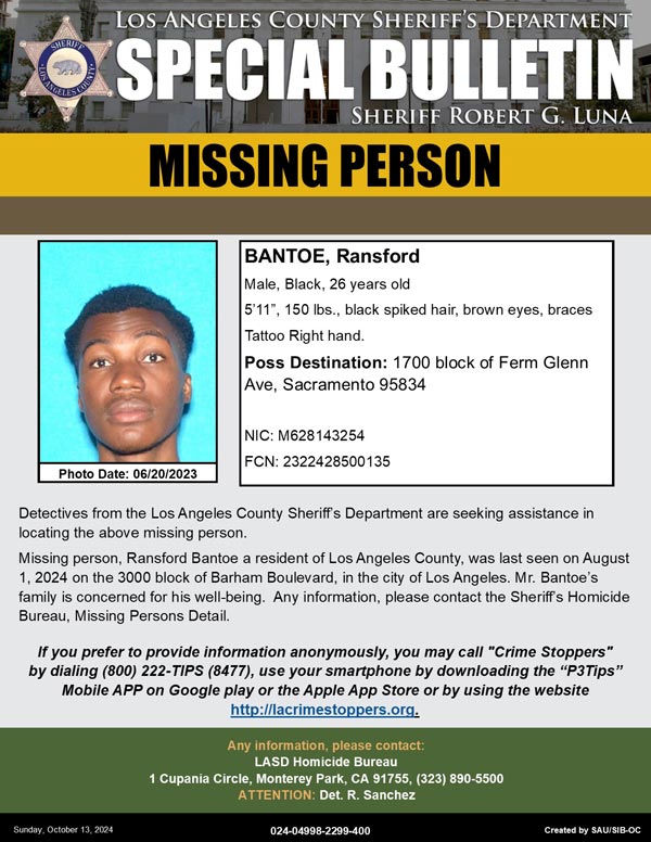 LASD missing Bantoe