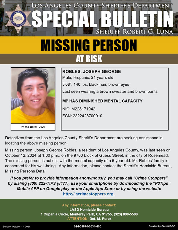 LASD missing Robles