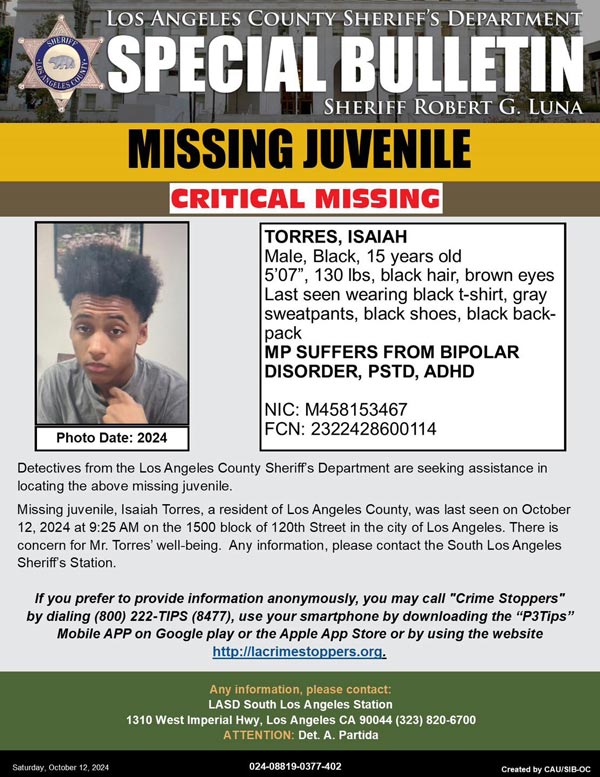 LASD missing Torres