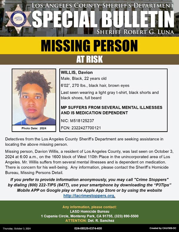 LASD missing Willis