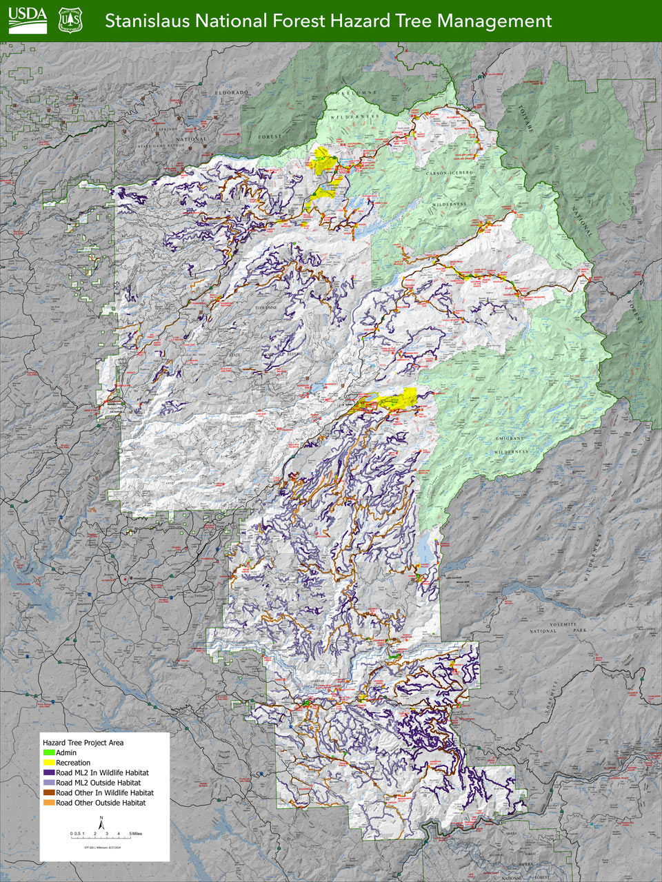 2024 Stanislaus National Forest Hazard Tree Management EA, Map 1