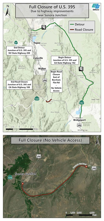 Caltrans Sonora Shoulders Detour Map