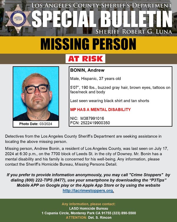 LASD missing Bonin