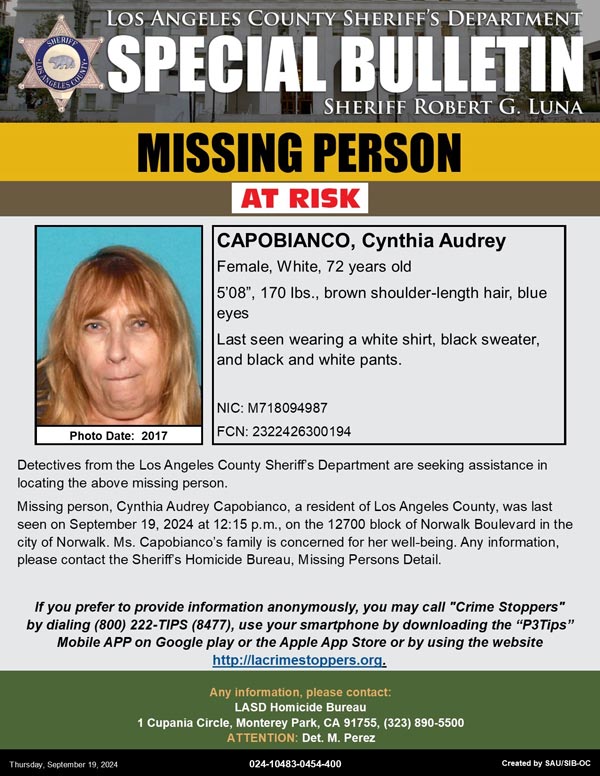 LASD missing Capobianco