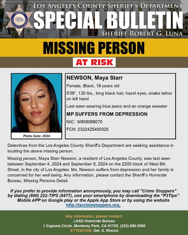 LASD missing Newsom