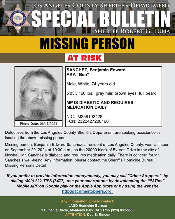 LASD missing Sanchez