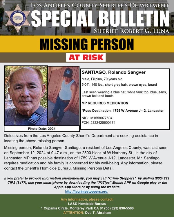 LASD missing Santiago