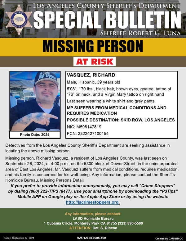 LASD missing Vasquez