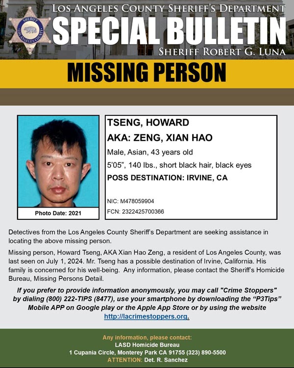 LASD missing Zeng