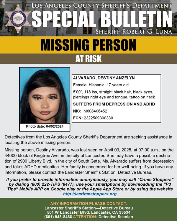 LASD missing Alvarado