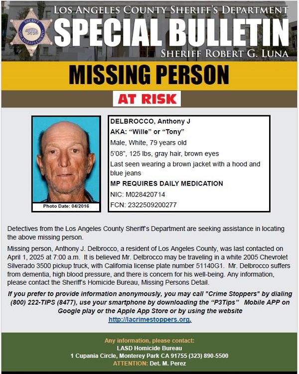 LASD missing Delbrocco