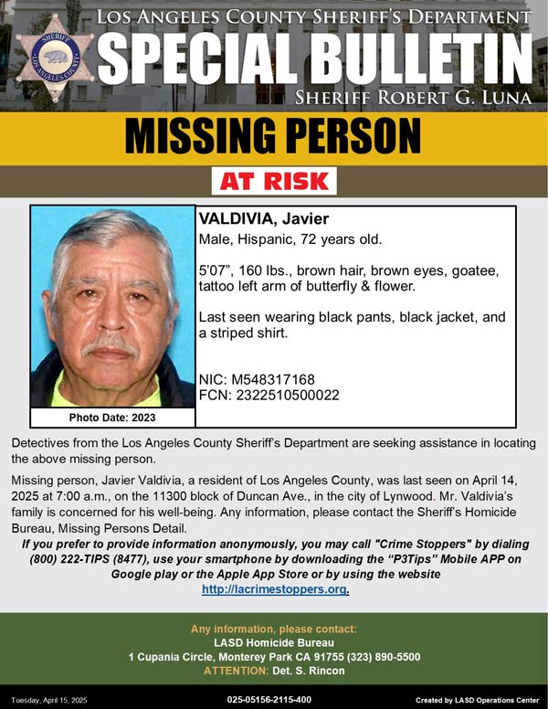 LASD missing Valdivia