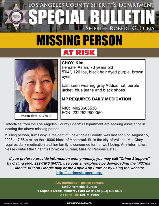 LASD missing choy