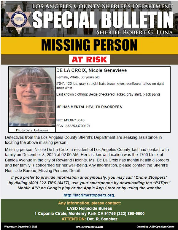 LASD missing Croix