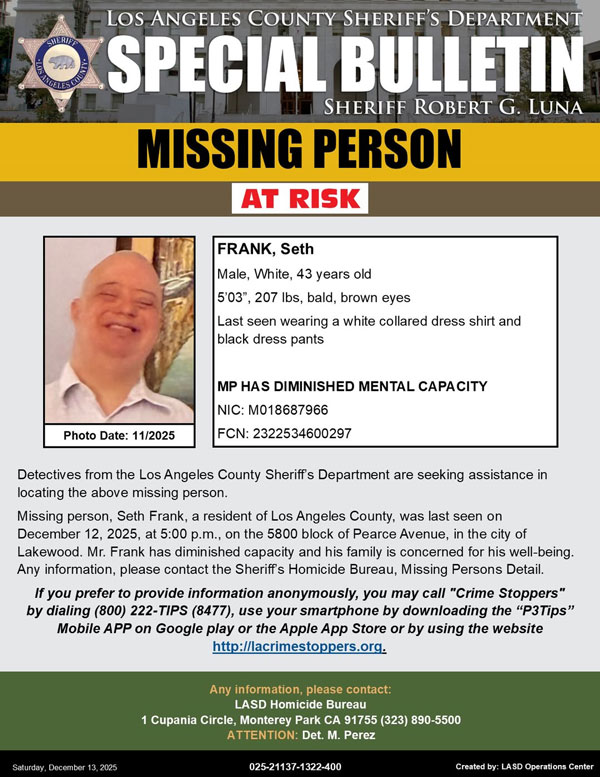 LASD missing Frank