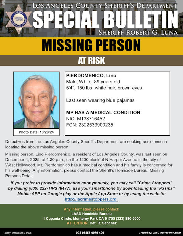 LASD missing Pierdomenico