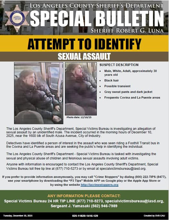LASD wanted suspect