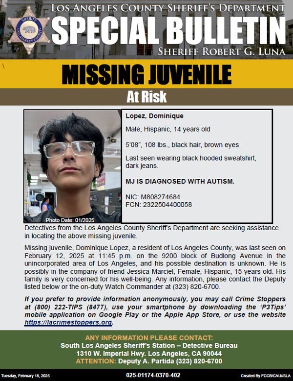 LASD missing DLopez