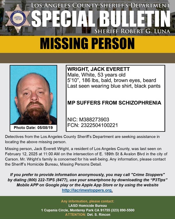 LASD missing Wright