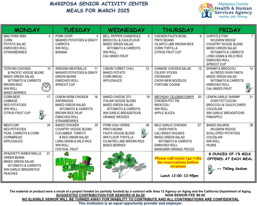 March menu