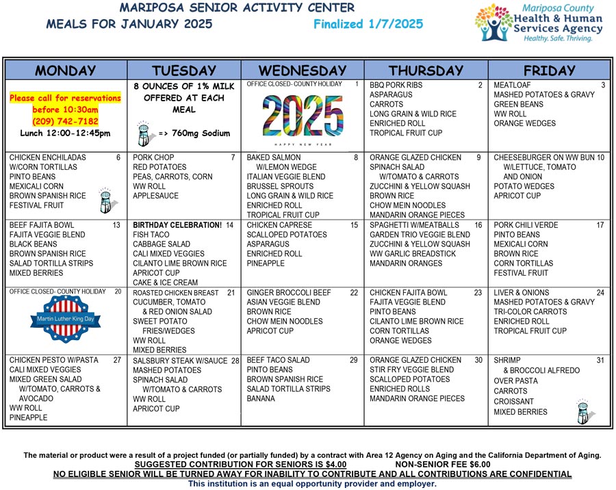 January Menu