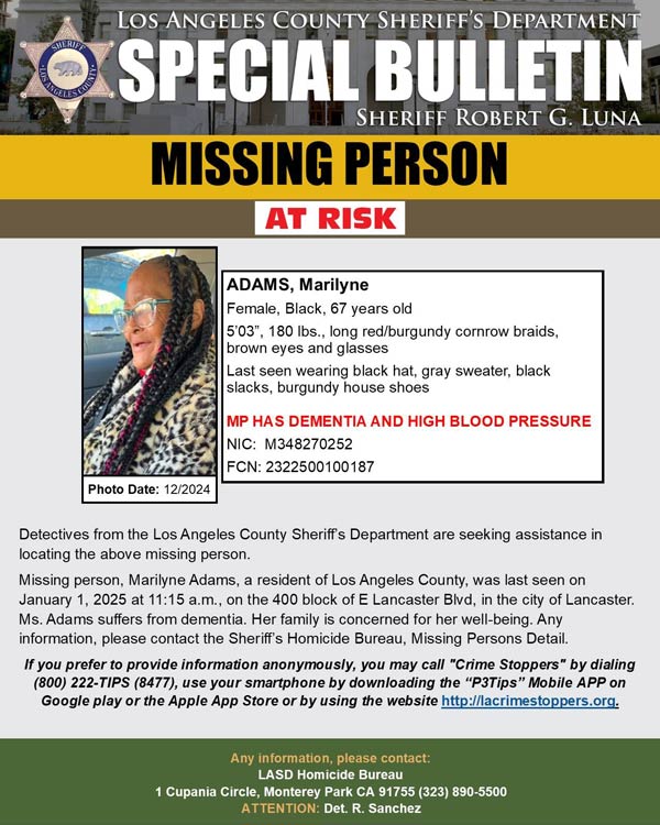 LASD missing Adams