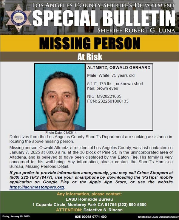 LASD missing Altmetz