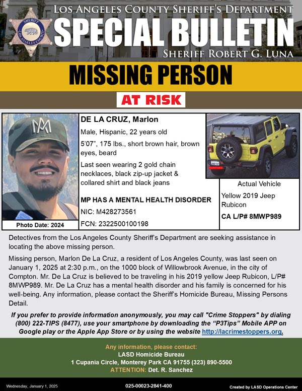 LASD missing Cruz