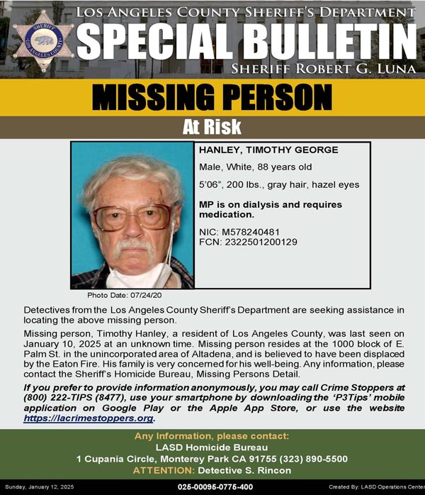 LASD missing Hanley