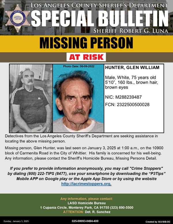 LASD missing Hunter