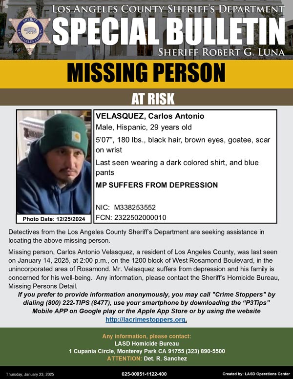 LASD missing Velasquez