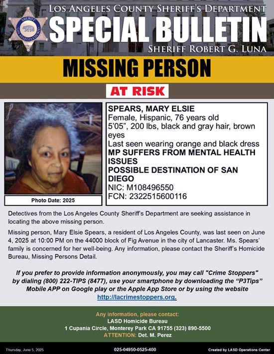 LASD missing Spears