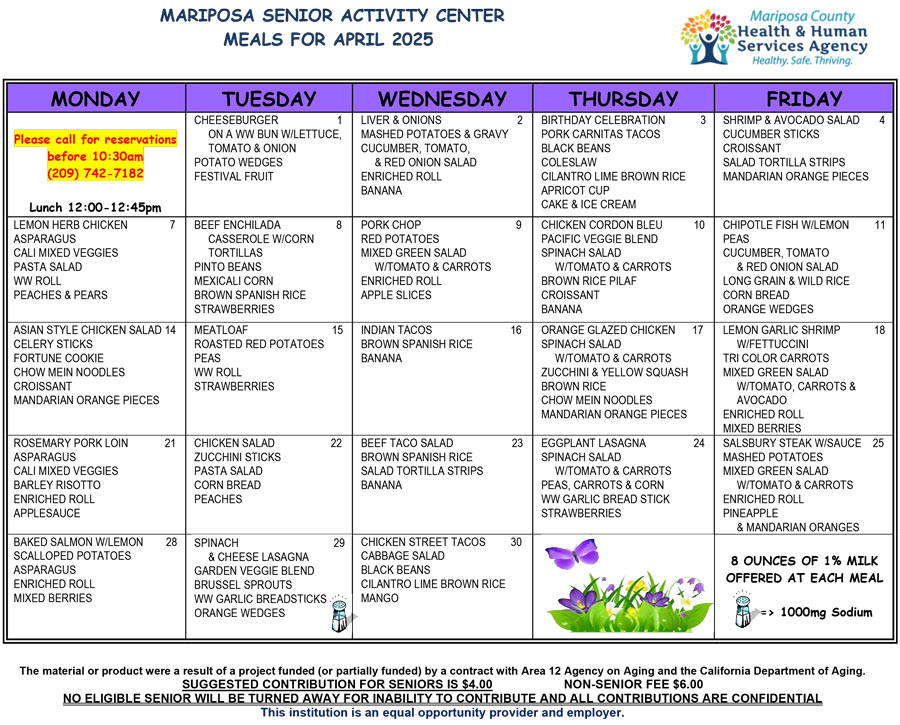 April menu
