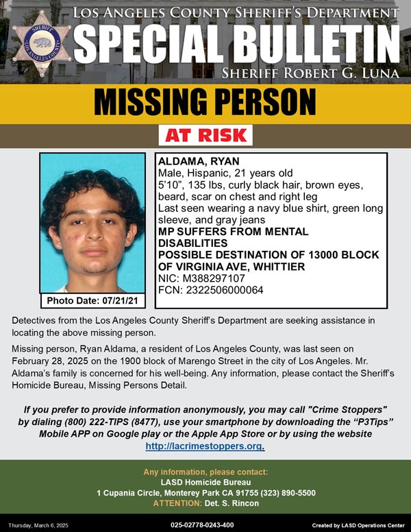 LASD missing Aldama