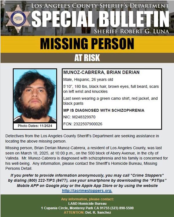 LASD missing Munoz