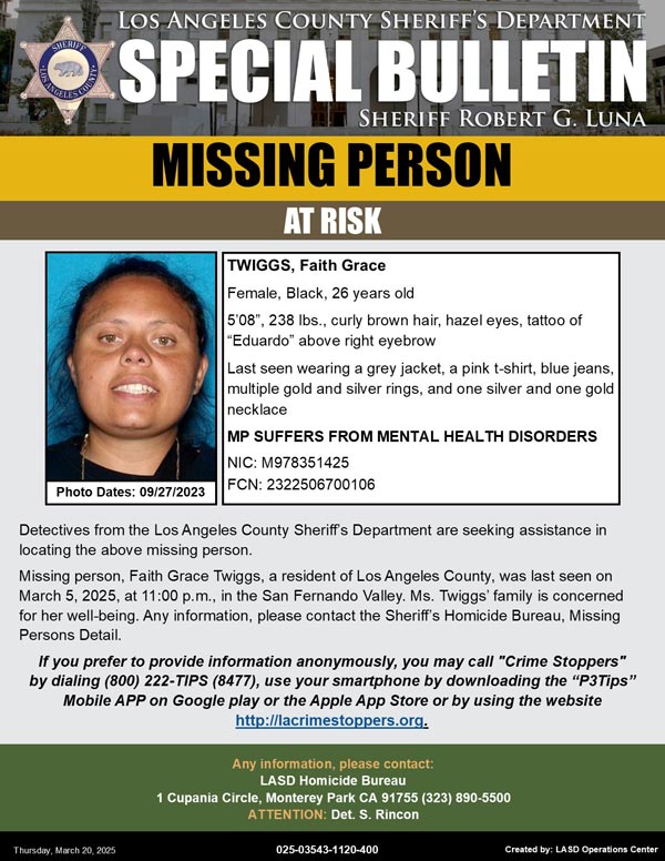 LASD missing Twiggs