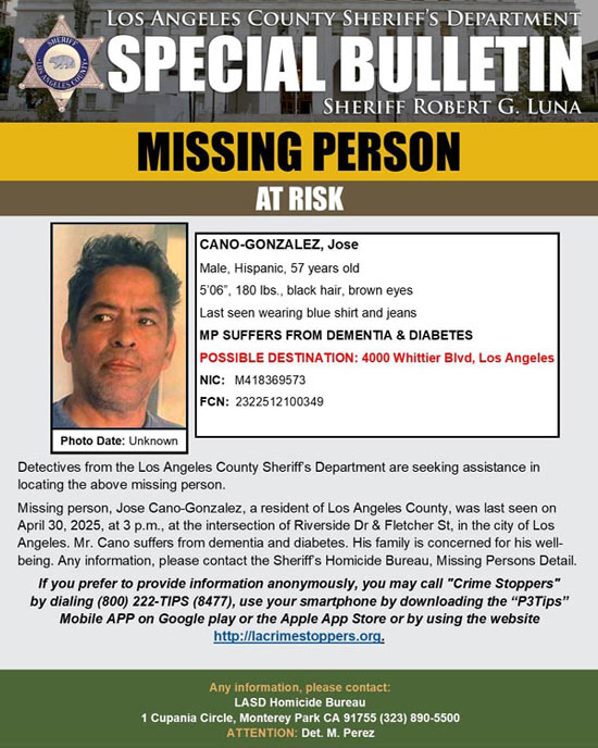 LASD missing Cano