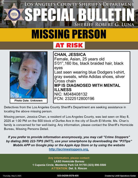 LASD missing Chan
