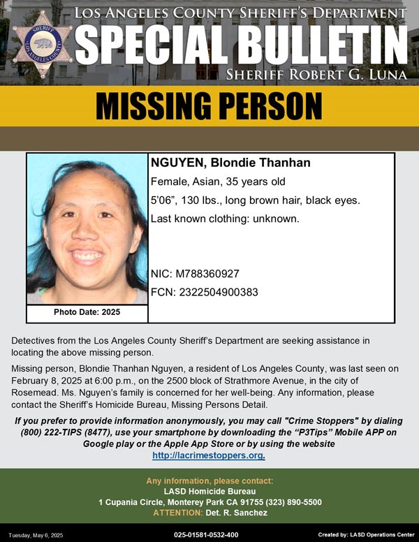 LASD missing Nguyen