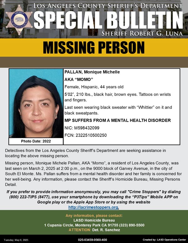 LASD missing Pallan