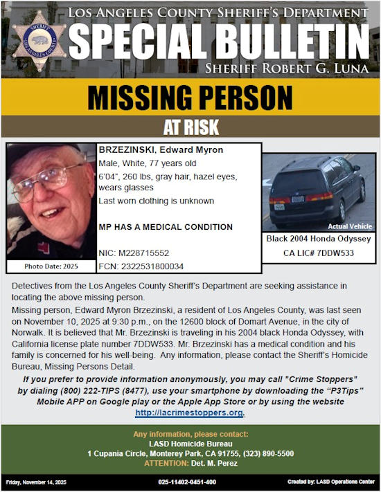 LASD missing Brzezinski