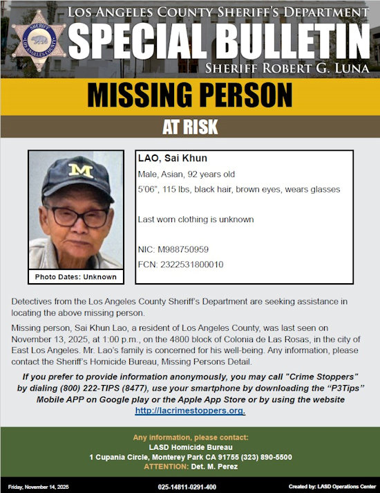 LASD missing Lao