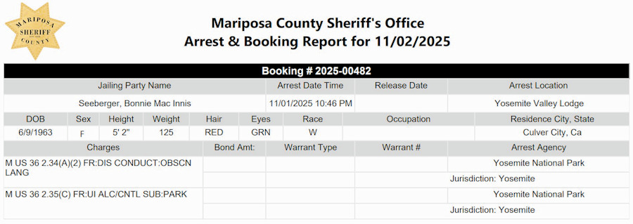 mariposa county booking report for november 2 2025