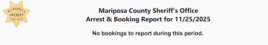 mariposa county booking report for november 25 2025