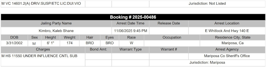 mariposa county booking report for november 6 2025 b
